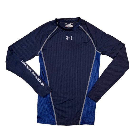 UNDER ARMOUR Shirt Kids Long Sleeve Crew Neck Athletic Fit Pullover Tee Blue Med - Picture 1 of 12